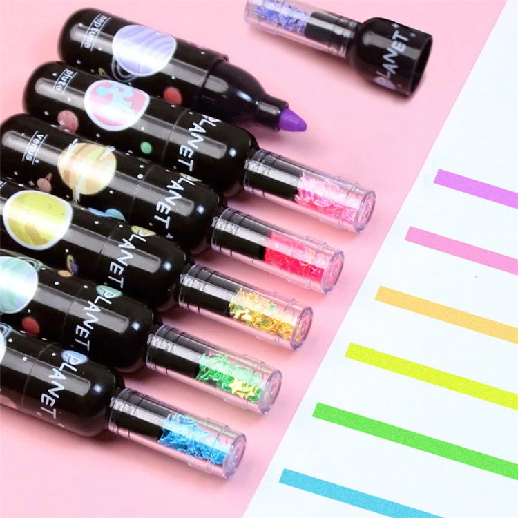 6 bucăți Mini Highlighter Cute Planet Wine Bottle